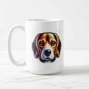 Mooie Beagle-hondportret met levendige kleuren Koffiemok