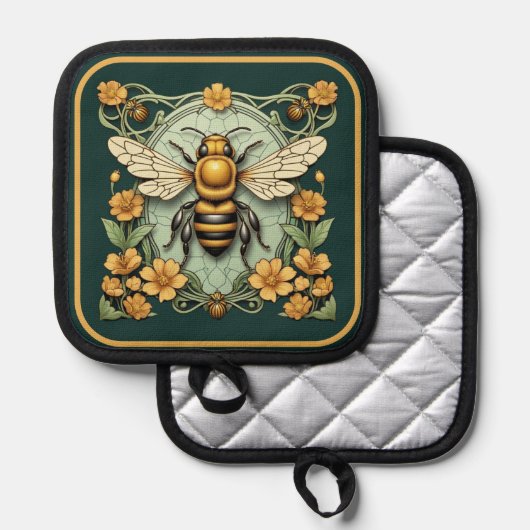 Mooie Bee Art Nouveau stijl Pannenlap (Voorkant / Achterkant)
