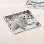 Mooie Beer Cub Vierkante Kartonnen Onderzetter (Schuin)