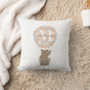 Mooie Beer Heet Lucht Ballonnen Monogram Geslacht Kussen