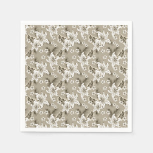 Mooie beige bloempatroon servet