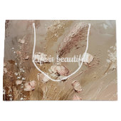 Mooie Beige Blush Boho Bloemrijke Bruiloft Feest Groot Cadeauzakje (Voorkant)