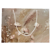 Mooie Beige Blush Boho Bloemrijke Bruiloft Feest Groot Cadeauzakje (Achterkant)