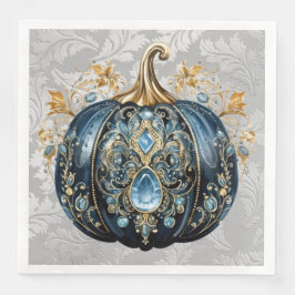 Mooie bejeweled blauwe en gouden pompoen servet