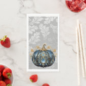 Mooie bejeweled blauwe en gouden pompoen servet (Insitu)