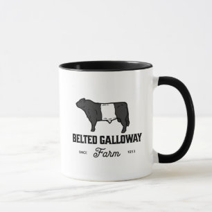 Mooie, belete koe met galloway-ronde badge of desi mok
