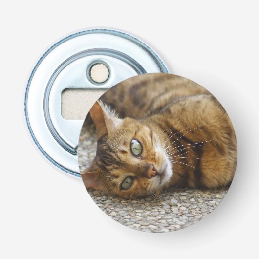 Mooie bengaals kat button flesopener (Voorkant)