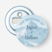 Mooie berg fotografie winter bruiloft button flesopener (Voorkant)