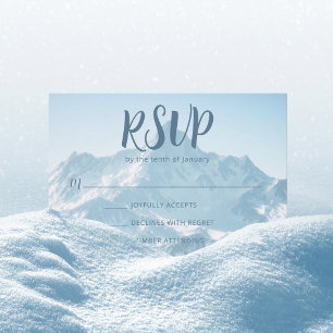 Mooie berg fotografie winter bruiloft RSVP kaartje