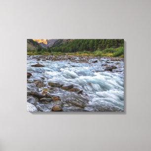 Mooie bergstroom die over rotsen stroomt canvas afdruk