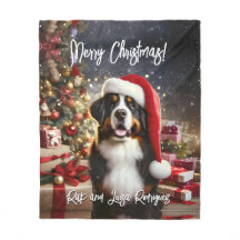 Mooie Berner Berner Hond met Santa Hat