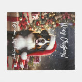 Mooie Berner Berner Hond met Santa Hat Fleece Deken (Voorkant (Horizontaal))