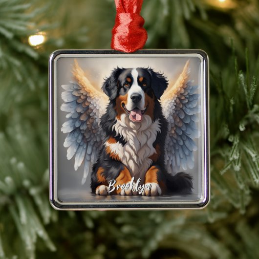 Mooie Berner Berner Hond met Vleugels Metalen Ornament (Boom)
