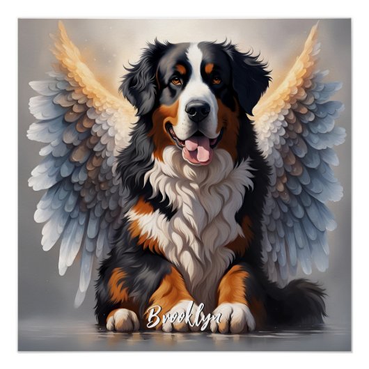 Mooie Berner Berner Hond met Vleugels Perfect Poster (Voorkant)