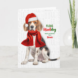 Mooie Bernie-hond Grappige vlooien Navidog met naa Feestdagen Kaart