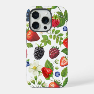 Mooie bescollage telefoonhoesje - Aardbei, braam iPhone 15 Pro Hoesje