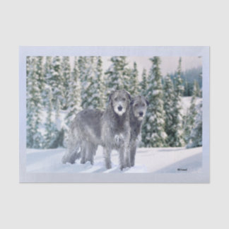 Mooie besneeuwde Ierse Wolfshond Scene Tissue Pape Tissuepapier