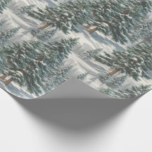 Mooie besneeuwde Scotch Pine Tree inpakpapier