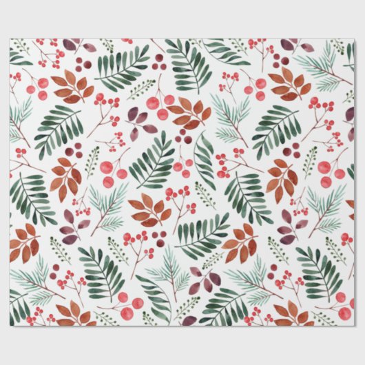 Mooie bessen en takken Waterverf Cadeaupapier (Vlak)