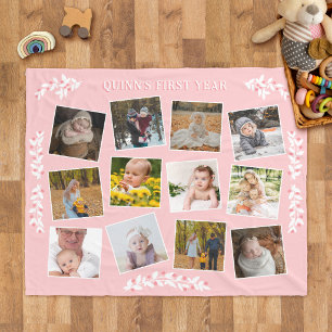 Mooie bessen takken Roze baby's eerste jaar foto's Fleece Deken