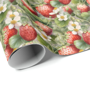 Mooie betegelde aardbeipatroon babyshower cadeaupapier
