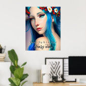 Mooie Betoverde Meisje met Bloemen | Sprookje Poster (Thuiskantoor)