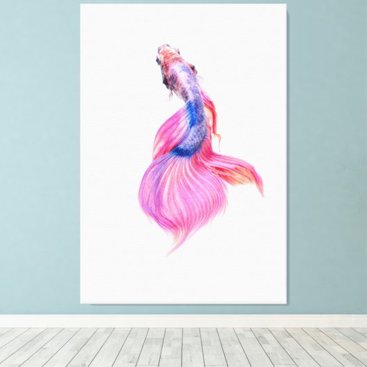 Mooie Betta Fish Canvas Afdruk (Insitu (Houten vloer))