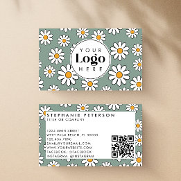 Mooie Bewerkbare Madeliefjes Bloem Logo QR Code Visitekaartje
