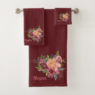 Mooie, bijtende Floral Bouquet Red Burgundy Bad Handdoek