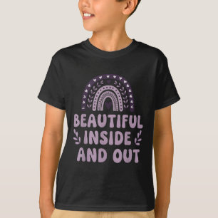 Mooie binnen en buiten Schattigee regenboog lavend T-shirt