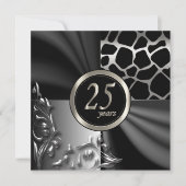 Mooie Black 25e verjaardagsfeest uitnodiging (Voorkant)