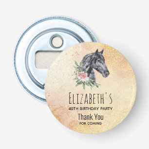 Mooie Black Horse Head Waterverf Verjaardag Button Flesopener