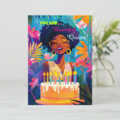 Mooie Black Queen Verjaardag Kaart (Staand voorkant)