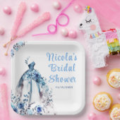 Mooie blauw bloemenjurk Vrijgezellenfeest Papieren Bordje (Feest)