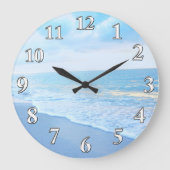 Mooie blauw en turkooise Beach Wall Clock Grote Klok (Voorkant)
