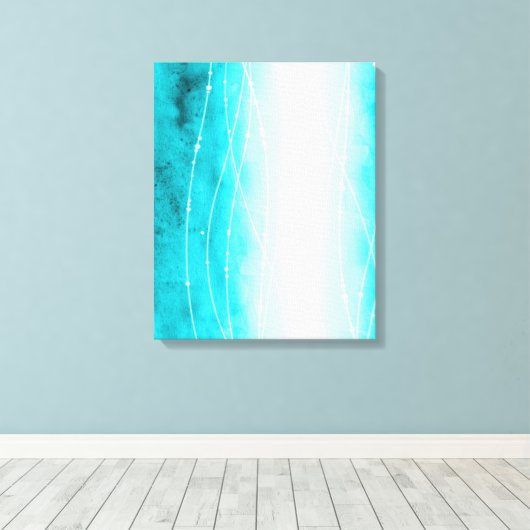 Mooie blauw wit geschilderde zeeen canvas print (Insitu (Houten vloer))