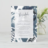 Mooie Blauw-witte Bloemen Bruids Brunch Kaart (Staand voorkant)