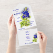 Mooie blauwbonnetvlies, modern huwelijk all in one uitnodiging (Afscheurbaar)