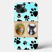 Mooie Blauwe achtergrond met poten, aangepaste hui Case-Mate iPhone Case (Achterkant)