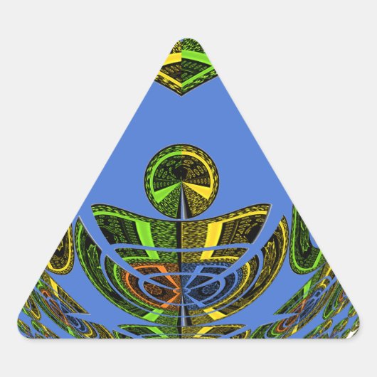 Mooie Blauwe Afrikaanse Traditionele Etnische Vect Driehoek Sticker (Voorkant)