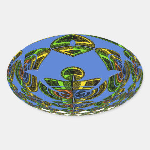Mooie Blauwe Afrikaanse Traditionele Etnische Vect Ovale Sticker