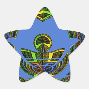 Mooie Blauwe Afrikaanse Traditionele Etnische Vect Ster Sticker