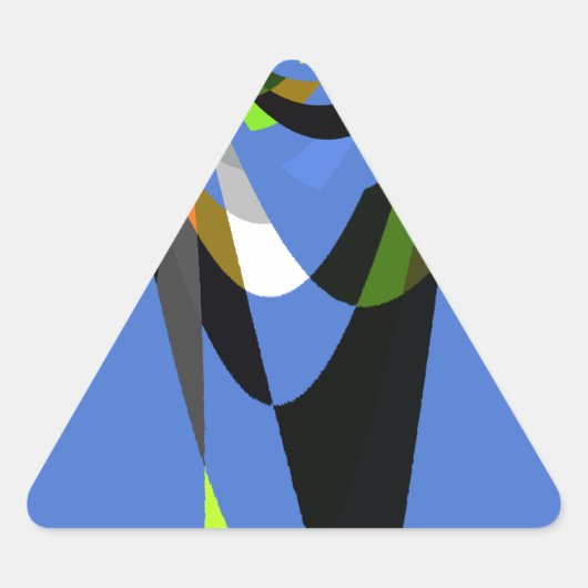 Mooie Blauwe Afrikaanse Tribal Motief Patroon Art  Driehoek Sticker (Voorkant)