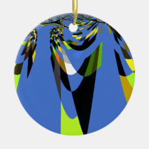 Mooie Blauwe Afrikaanse Tribal Motief Patroon Art Keramisch Ornament