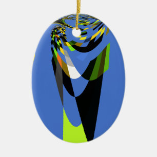 Mooie Blauwe Afrikaanse Tribal Motief Patroon Art Keramisch Ornament