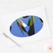 Mooie Blauwe Afrikaanse Tribal Motief Patroon Art  Ovale Sticker (Envelop)