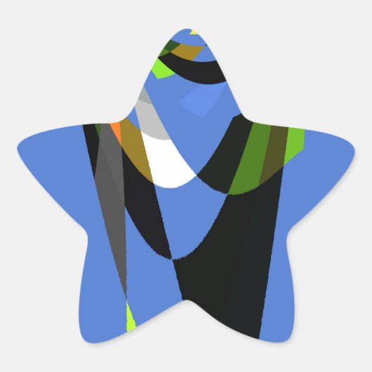 Mooie Blauwe Afrikaanse Tribal Motief Patroon Art  Ster Sticker (Voorkant)