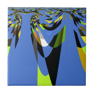 Mooie Blauwe Afrikaanse Tribal Motief Patroon Art  Tegeltje