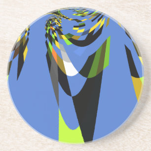 Mooie Blauwe Afrikaanse Tribal Motief Patroon Art  Zandsteen Onderzetter