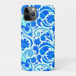 Mooie blauwe aqua paisley patronen iPhone 11 pro hoesje